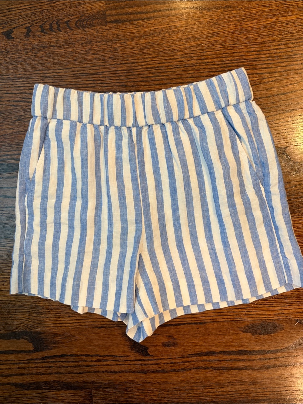 J. Crew Blue & White Striped High Waist Shorts